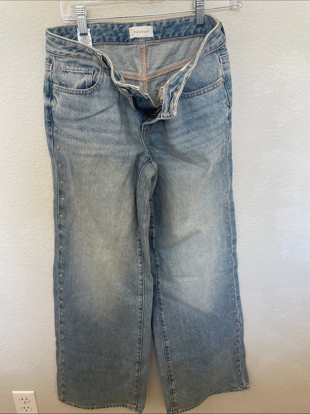 PacSun Light Blue Bootcut Jeans with Side Studs
